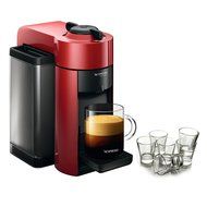 Nespresso VertuoLine Evoluo Cherry Red Coffee and Espresso Maker with Free Set of 6 Espresso Glasses