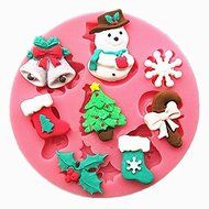 JOMTOP Christmas Tree Bells Snowman Shaped Silicone Mold Chocolate Cake Baking Mold N2