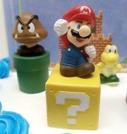 Super Mario Brothers Game Scene Birthay Cake Topper Featuring 2&quot; Figures of Mario, Luigi, Mushroom, Goomba, Koopa... N4