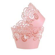 Aiyaya Filigree Artistic Muffin Case Cupcake Paper Cup Liners Little Vine Lace Laser Cupcake Wrappers for Wedding... N10