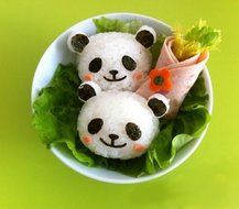 OHF Bento Accessories Baby Panda Mold Rice Mold Onigiri Shaper and Dry Roasted Seaweed Cutter Set N3