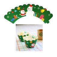 Yunko 50 Count Merry Christmas Scalloped Cupcake Muffin Baking Molds N3