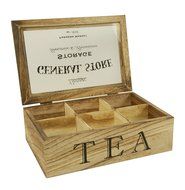 ukgiftstoreonline Vintage Shabby Chic - Wooden Box Tea Bag Chest 6 Compartment