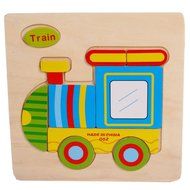 Cute Train Puzzles Toys ，BeautyVan Wooden Cute Train Puzzle Educational Developmental Baby Kids Training Toy N2