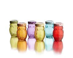 Style Setter 206242-6GB Owl Colors Jars with Lids (Set of 6), Multicolor