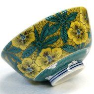 Kutani Pottery Yellow flowers bowl from Japan SMS-3 N3