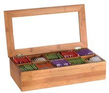 Estilo Bamboo Tea Storage Box, 10 Equally Divided Compartments