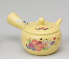 Yamakikai Tokoname pottery Yellow Kyusu(Japanese teapot) with colorful flowers with a strainer 350cc GL1513 from... N2