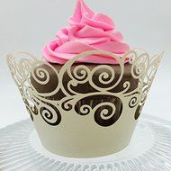 CozyT 50 PACK Cupcake Wrappers Artistic Bake Cake Paper Cups Vine Lace Laser Cut Liner Baking Cup Muffin Case... N6