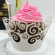 CozyT 50 PACK Cupcake Wrappers Artistic Bake Cake Paper Cups Vine Lace Laser Cut Liner Baking Cup Muffin Case... N7
