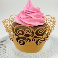 CozyT 50 PACK Cupcake Wrappers Artistic Bake Cake Paper Cups Vine Lace Laser Cut Liner Baking Cup Muffin Case... N8