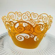 CozyT 50 PACK Cupcake Wrappers Artistic Bake Cake Paper Cups Vine Lace Laser Cut Liner Baking Cup Muffin Case... N9