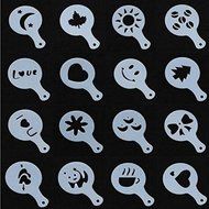 16Pcs Cappuccino Latte Art Coffee Stencils Duster Cake Icing Spray by Micro Shops N5