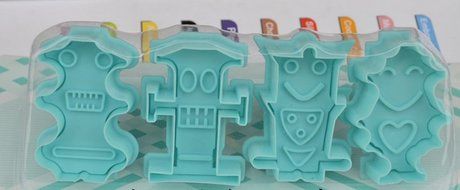 Allforhome 4pcs of Robot Set plunger Cutter cake decorating fondant embossing tool
