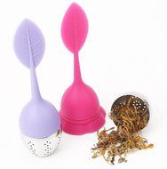 Mini Skater 2 PCS Tea Infuser Leaf Strainer Handle with Steel Ball Silicone Leaf Lid (Rose) N13