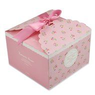 Wanting Portable Square Cake Boxes Bakery Cake Gift Boxes With Beautiful Ribbon Pink(Pack of 2) N4
