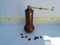 Armenian Handmade Antique Coffee Grinder, 3 Different Colors, 7.5'' (Silver) N6
