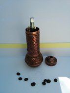 Armenian Handmade Antique Coffee Grinder, 3 Different Colors, 7.5'' (Silver) N7