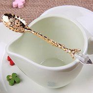 Pack of 6 BeautyMood Retro Vintage Palace Style Decorative Coffee Tea Spoon Scoop Holes（Gold &amp; Silver &amp; Bronze） N3