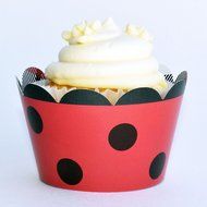 Red and Black Plaid Cupcake Wrappers, Christmas, Ladybug Theme Polka Dot, Confetti Couture Party Supplies, 36... N7