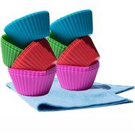 EliteKitchenGear Silicone Cupcake Bakeware Set Liners (13 Pack) With FREE Bonus Professional Grade Microfiber... N7