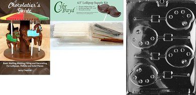Cybrtrayd Palette Lolly Jobs Chocolate Mold with Lollipop Supply Bundle of 50 Lollipop Sticks, 50 Cello Bags,... N6