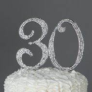 30 Cake Topper for 30th Birthday or Anniversary Gold Party Supplies &amp; Decorations (Gold) N10