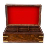 Rusticity Wood Tea Bag / Spice Storage Box with Lid and 9 pockets | Handmade | (9x6 in) N14