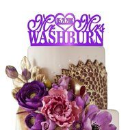 Sugar Yeti Made In USA Personalized Wedding Cake Topper Mr Heart Mrs With Date #26 Silver Mirror N7
