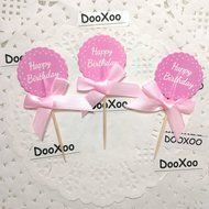 DOOXOO 12pc Pink Happy Birthday Cupcake Toppers First Birthday One Toppers Personalized Toppers Birthday Toppers... N2