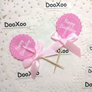 DOOXOO 12pc Pink Happy Birthday Cupcake Toppers First Birthday One Toppers Personalized Toppers Birthday Toppers... N3