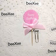 DOOXOO 12pc Pink Happy Birthday Cupcake Toppers First Birthday One Toppers Personalized Toppers Birthday Toppers... N4