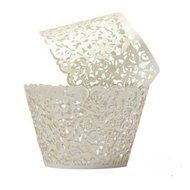 Somnr&reg; Cupcake Wrappers 100 Filigree Artistic Bake Cake Paper Cups Little Vine Lace Laser Cut Liner Baking Cup...