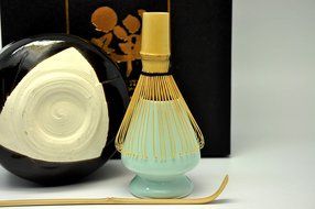 Japanese Mino Yaki ware Matcha Bowl And Tea Ceremony Set Green Tea 11.5 / 11.5 / 8cm (4.5 / 4.5 / 3.1inch)[7383] N4