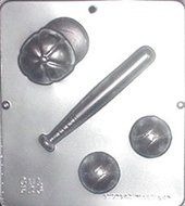 Baseball Cap, Bat, and Ball Chocolate Candy Mold 326