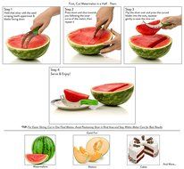 WATERMELON SLICER CORER CUTTER TONGS and SERVER SET With SS304 Serving Fork &amp; Orange Peeler, Kitchen-Grade 304... N11
