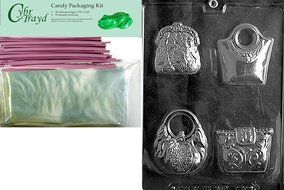 Cybrtrayd D090 4 Purses Fashion Chocolate Candy Mold with Exclusive Cybrtrayd Copyrighted Chocolate Molding Instructions N4