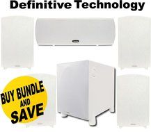 Definitive Technology ProMonitor 1000 Bookshelf Speakers (Pair White) + Definitive Technology ProCinema 1000 Speaker...
