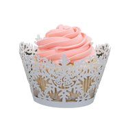 Oksale 24Pcs Christmas Hollow Lace Cup Muffin Holder Cake Paper Case Wraps Cupcake Wrapper for Wedding Birthday... N30