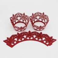Oksale 24Pcs Christmas Hollow Lace Cup Muffin Holder Cake Paper Case Wraps Cupcake Wrapper for Wedding Birthday... N31