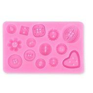 Y&amp;XL&amp;H Button Fondant Cake Chocolate Resin Clay Candy Silicone Mold,L10mW7.5cmH1.3cm