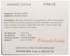 UPGRADE TURNTABLE STYLUS NEEDLE FOR SHURE 3X SHURE 5X SHURE 8X RS3T RS3X RS5T DE N4