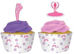 Creative Converting Tutu Much Fun Cupcake Pick Decorations with Matching Baking Cup Wrappers, 12 Count
