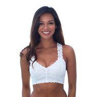 PHOTNO Women White Lace Wrapped Chest Gather Vest N5