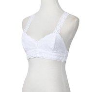 PHOTNO Women White Lace Wrapped Chest Gather Vest N6