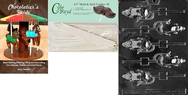 Cybrtrayd &#039;Rat Lolly&#039; Halloween Chocolate Candy Mold with 50 4.5-Inch Lollipop Sticks and Chocolatier&#039;s Guide