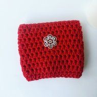 Coffee Cozy Red with Clear Rhinestone Button N3