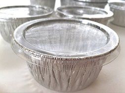 125 Aluminum Foil Muffin Cupcake Ramekin Cups 4 Oz with Lids