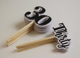 All About Details Black Thirty Cupcake Toppers, Set of 12