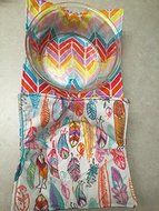 Multi- color Feathers,handmade, Hot Cold Bowl Cozy,Microwave Bowl Cozie,Fabric Trivet,Hot pad,Pot Holder,Cotton...